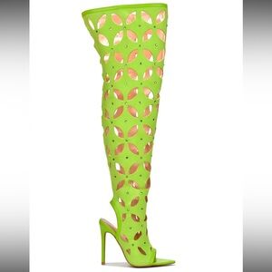 •CAPE ROBBIN• “Diana” Peep Open Toe Thigh High Stiletto Heel Boots // NIB